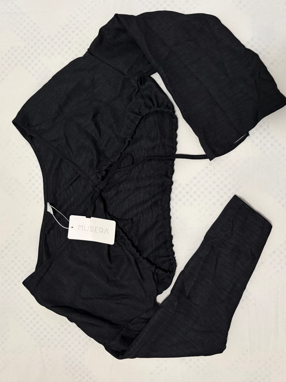 SHEIN Black Cropped Long-Sleeve Tie-Front Top